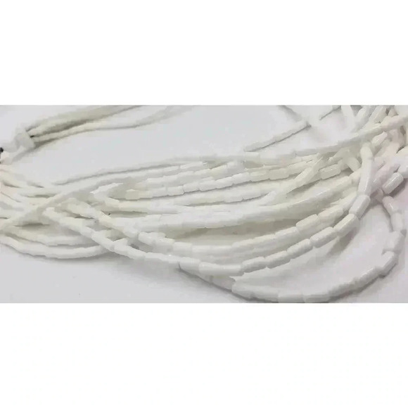 TRIFARI Multi-Strand Milk Glass Tube Beads Necklace Signed Rare Bead Shape VTG - Picture 5 of 8
